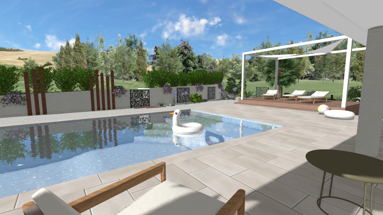 Aménagement paysager autour d’une piscine à Etoile sur Rhône